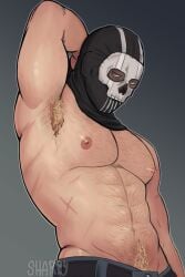 armpit_hair armpits bara blonde_hair call_of_duty ghost_(modern_warfare_2) hairy hairy_armpits lady_sharpy male male_only mask masked masked_male muscular muscular_male simon_riley solo