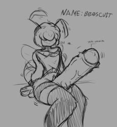 1boy 2023 anthro bee bee_humanoid big_penis dick enon_nn erection male male_only penis sketch tagme