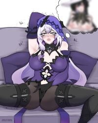 2girls big_breasts black_swan_(honkai:_star_rail) blush breasts female female_masturbation female_only heaven_horizon honkai:_star_rail massive_breasts masturbation rubbing rubbing_pussy the_dahlia_(honkai:_star_rail) thinking_of_someone_else yuri