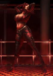 1girls big_breasts cleavage curly_hair curvaceous curvy_female enixdraws flower_print huge_breasts king_of_fighters king_of_fighters_maximum_impact kof lien_neville light-skinned_female light_skin pale_skin standing thick thick_thighs thighs voluptuous voluptuous_female