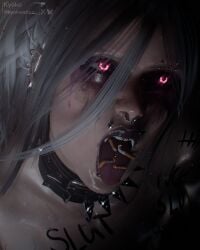 1girls 2026 3d black_eyeshadow body_writing cigarette cigarette_in_mouth collar dbd dead_by_daylight ear_piercing eyebrow_piercing eyeshadow female female_only functionally_nude glowing_eyes heavy_eyeshadow human_ashtray humiliation indoors kyokwadesu leash leash_and_collar leashed_collar lip_piercing long_hair no_visible_genitalia nose_piercing nude nude_female piercing piercings purple_eyes purple_eyeshadow sable_ward silver_hair smudged_makeup solo spiked_collar sweaty sweaty_body tied_hair