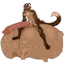 1:1 2_horns accessory alpha_channel animal_humanoid anthro athletic ball_bulge balls belly big_balls big_bulge big_penis bone bones_in_balls border brown_body brown_fur bulge claws cock_ring cock_vore cougar dark_hands dark_paws digestion dipstick_tail edward_welfrolfo facial_markings felid felid_humanoid feline feline_humanoid foreskin fur genital_piercing genitals head_markings horn huge_balls huge_cock huge_genitalia humanoid hyper hyper_balls hyper_genitalia hyper_penis jewelry male mammal mammal_humanoid markings muzzle_(marking) nipple_piercing nipples paws penile penis penis_accessory penis_jewelry penis_piercing penis_tip piercing pubes pupils red_eyes sipurim skull solo striped_body striped_fur striped_markings striped_tail stripes tail tail_markings tail_tuft tan_balls tan_belly tan_muzzle tan_tail_tip tan_tail_tuft toned_belly transparent_border tuft vein veiny_penis vore yellow_pupils