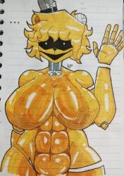 1girls abs bandage big_breasts bowtie breasts busty child_bearing_hips creepy curvy curvy_figure enormous_breasts fap_nights_at_frenni's female female_only five_nights_at_freddy's fredina's_nightclub giant_breasts gigantic_breasts hourglass_figure huge_breasts large_breasts little_cat massive_breasts solo thick_thighs thighs traditional_media traditional_media_(artwork) type_0 voluptuous voluptuous_female waving waving_at_viewer wide_hips