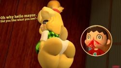1girls 3d 3d_(artwork) animal_crossing ass back backboob big_ass big_breasts big_butt big_thighs black_eyes breasts bubble_ass bubble_butt canine clothing dat_ass dat_butt female_focus half-closed_eyes isabelle_(animal_crossing) kabalmystic_(style) looking_back mayor_(animal_crossing) nintendo nosebleed open_mouth panties relliksb shirt short_tail solo_female tail text thick thick_ass thick_butt thick_hips thick_thighs thighs vest villager_(animal_crossing) white_panties wide_hips yellow_fur yellow_hair