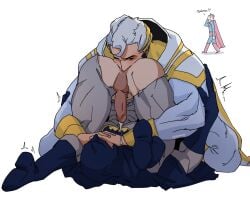 bara batman batman_(bruce_wayne) batman_(series) bruce_wayne clark_kent cum cumming dc dc_comics gay male male_only mask masked masked_male muscular muscular_male rimjob rimming superman superman_(clark_kent) superman_(series) white_hair yaoi zhohuis