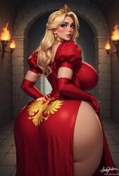 ai_animation ai_art ai_generated animated ass_bigger_than_body ass_bigger_than_head ass_focus big_ass big_butt blonde_female blonde_hair buckshotai castle giant_ass leaning_forward oc original_character princess_anya_(buckshotai) red_dress tagme twerk twerk_hypnosis twerking video