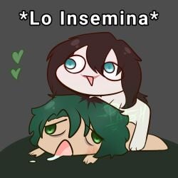black_hair blue_eyes creepypasta drawing friends gay green_eyes green_hair insemination jeff_the_killer meme sex zidink