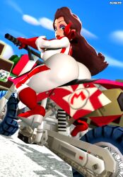 1girls 3d 3d_(artwork) ass big_ass big_breasts big_butt big_thighs blue_eyes bodysuit boots breasts brown_hair bubble_ass bubble_butt dat_ass dat_butt earrings eyeshadow female female_only gloves half-closed_eyes kabalmystic_(style) light-skinned_female light_skin lips lipstick long_hair looking_at_viewer looking_back looking_back_at_viewer makeup mario_(series) mario_kart motorcycle nintendo outdoors pauline pauline_(mario) purple_eyeshadow racing_suit red_lipstick relliksb riding_motorcycle solo thick thick_ass thick_butt thick_hips thick_thighs thighs wide_hips