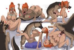 69_position animal_genitalia animal_penis anus ass bestiality_kiss big_breasts big_knot blue_eyes blush bodily_fluids body_blush breasts camisole camisole_lift canid canine canine_genitalia canine_penis canis censor_bar censored choker clothed clothing clothing_lift cum cum_inside cunnilingus doggy_style domestic_dog drakente duo ejaculation fellatio female female_on_feral feral feral_dominating_human feral_penetrating feral_penetrating_human from_behind_position genital_fluids genitals hair hi_res human human_on_feral human_penetrated internal interspecies jewelry kissing kissing_while_penetrated knot knotted_penis light_body light_skin long_hair male mammal necklace nipple_piercing nipples nude oral orange_hair passionate penetration penile penis piercing ponytail sex sweat sweaty_breasts sweaty_butt sweaty_legs sweaty_thighs tongue tongue_out vaginal_penetration vulva vulva_blush zoophilia