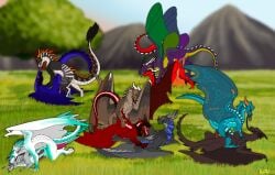 2_penises absurd_res anal animal_genitalia azureflame_(crimsonfire17) back_wings blue_body blush brown_body cloaca collar degener4te_hunter doggy_style dragon fang_(fang_mintderg) fellatio female folded_wings from_behind_position galaxy_(dragon) genitals group group_sex hi_res holding_reins horn hunter_(degeneratehunter) icewing_(wof) landscape landscape_background leash leash_pull leashed_collar making_out male male/female male/male mountain mounting multi_genitalia multi_penis mythological_creature mythological_scalie mythology nightwing_(wof) oral oral_penetration orgy orgy_landscape penetration penile penile_penetration penis penis_in_vagina raised_tail rear_view red_body rein_pull reins rogon_usaryis scalie seawing_(wof) sex silkwing_(wof) sky skywing_(wof) smile smirk spikes spitroast spread_legs spread_wings spreading tail teasing threesome tongue tongue_out vaginal_penetration white_body wings wings_of_fire