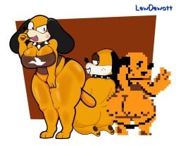 1girls 3d ass breasts crumpus dog_ears dog_girl duck_hunt duck_hunt_dog female furry goldyber lewdewott me nude pixel_art tag