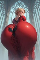 ai_animation ai_art ai_generated animated ass_bigger_than_body ass_bigger_than_head ass_clapping ass_focus big_ass big_butt blonde_female blonde_hair buckshotai castle giant_ass jiggling_ass leaning_forward oc original_character princess_anya_(buckshotai) red_dress shaking_ass shaking_butt tagme twerk twerk_hypnosis twerking