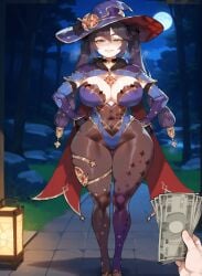 1girls ai_generated before_sex belly big_ass big_breasts big_butt big_hips big_thighs blush bodysuit boobaai breasts curvaceous curvaceous_female curvaceous_figure curvy curvy_figure dark deep_skin earrings female female_focus female_only front_view full_body genshin_impact green_eyes groping hair_between_eyes hair_ornament hat heels high_heels horny horny_female hoyoverse huge_ass huge_breasts huge_butt huge_thighs large_ass light-skinned_female lips long_hair looking_at_viewer male_pov mihoyo mona_(genshin_impact) money moon moonlight night night_sky night_time outdoors parted_lips pov pov_male prostitute prostitution purple_hair sexy sky slave slave_girl smile solo solo_focus straight sweat swimsuit toned_stomach twintails twitter_link upper_body voluptuous voluptuous_female wide_hips witch witch_hat
