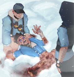 3boys amputee anal anal_sex black_eye_(injury) blood bruises cum cum_in_ass cum_on_body cuts depressing dicksalot_(serverblight) english_text f_slur forced gay gay_sex gore group_rape guro half_naked homophobic_slur horrified imminent_death injury laying maggot missing_tooth multiple_boys outdoors penis rape revenge russian_text sailerman scout_(team_fortress_2) serverblight sex sitting slur sniper_(team_fortress_2) snow soldier_(team_fortress_2) team_fortress_2 torture words_on_body