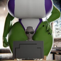 1boy 1futa 3d anon anonymous_male big_ass big_breasts black_hair clothed_female curvy_female curvy_figure elevenendless endlessillusion green_body green_skin huge_ass huge_breasts marvel marvel_comics she-hulk voluptuous wide_hips