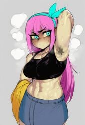 abs ai_generated armpit_hair armpits aubrey_(omori) musk_clouds novelai omori