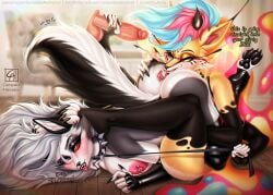 5_fingers ahe_gao anal anthro arthropod ass bee blush butt_focus canid canid_demon canine clothing collar completealienation demon dominant dominant_female duo eyebrow_piercing facial_piercing female female/female fingers fox gloves handwear hellaverse hellhound helluva_boss hymenopteran insects latex latex_clothing latex_gloves latex_handwear latex_legwear latex_stockings leash legwear looking_pleasured loona_(helluva_boss) mammal mythological_canine mythological_creature mythology nipple_piercing nipples nude nude_female oral pawpads piercing queen_bee-lzebub_(helluva_boss) rimming sex sex_toy stockings text tongue tongue_out