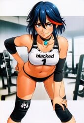 ai_generated begging_for_rape choker gym gym_uniform kill_la_kill leaning_forward matoi_ryuuko sexy skimpy slut