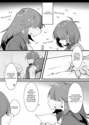 alphys before_sex comic comic_page deltarune dialogue doujinshi english_text homework kris_(deltarune) manga manga_page page_1 ss_komu stressed susie_(deltarune) translated