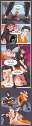 1girl1boy 2d 2d_(artwork) absurdres artist_request barefoot big_breasts black_clothing black_hair blushing choker comic dialogue dialogue_bubble dominant_female domination edit feet_up fit_female foot_domination foot_fetish foot_focus foot_lick foot_play foot_rub foot_worship footwear_removed forced_foot_licking goth_girl happy_dom happy_female highres horny_female humiliation licking_foot oc original_characters piercings self_insert shoes_removed silver_eyes smelling_feet smelling_shoe smelly_feet smilling socks_removed soles soles_fetish submissive_male sweaty_face toes tomboy tough_girl turned_on worried_male