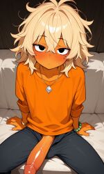 ai_generated big_penis heat orange_body orange_dick solo_focus upper_body_focus