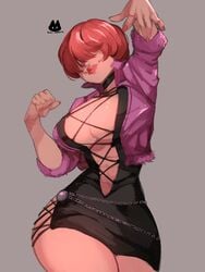 1girls breasts busty dress female female_focus female_only hair_over_eyes hourglass_figure kamii_momoru king_of_fighters large_breasts mamoru shermie_(kof) skimpy skimpy_clothes snk solo tagme wide_hips