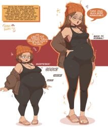 oc original_character powers shortstack stuffed_belly stuffed 1girls glasses growth hand_on_hip arbrianarchy tagme
