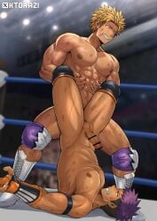 2boys abs anal anal_insertion anal_sex angry arm_sleeves armband armpit_hair armpits arms_up balls big_areola blonde_hair boots breasts bruise censor_bar censored censored_penis completely_nude dark_skin duo erection fight gay grabbing grabbing_legs hi_res implied_anal implied_penetration implied_sex kneepads ktorazi legs_apart male male/male male_breasts male_only male_penetrated male_penetrating male_penetrating_male mature_male moobs muscles muscular muscular_arms muscular_male navel nude original original_character pecs penis pointless_censoring pubic_hair public_sex purple_hair raw_sex retracted_foreskin sex short_hair six_pack spiky_hair standing struggling sweat sweatdrop tough_guy uncircumcised uncut upside-down wrestler wrestling wrestling_outfit wrestling_ring yaoi