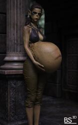1girls 3d baldur's_gate_3 belly big_belly blacksouls3d lae'zel pregnancy pregnant pregnant_belly pregnant_female