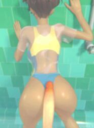 1boy 1girls 3d against_wall ayuko_hayami brown_hair cum cum_in_pussy cum_inside cum_leaking cum_on_back ejaculation female golden_boy hayami_ayuko huge_cock indoors insertion kirigame_(kirigame_5) light-skinned_male light_skin male_pov moaning one-piece_swimsuit penis pov pull_out room shower shower_room shower_sex showering sound swimsuit tagme tan-skinned_female tan_skin vaginal_penetration vertical_video video wall