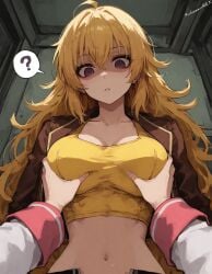 2girls ai_generated breast_grab kotozavrrex neo_(rwby) pov rwby tagme yang_xiao_long