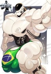 bara bara_tiddies bara_tits brazilian brazilian_flag bulge bulge_through_clothing bulge_under_clothes character_request dymitr3 huge_ass huge_butt huge_cock reference_image robot robot_boy robot_humanoid