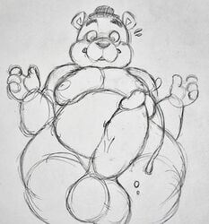 2020 4_fingers animatronic anthro balls bara bear belly big_balls big_belly big_penis black_and_white black_nose chub chubby chubby_male cum cumshot daddy dick embarrassed exhibitionism exposed filthyopossum five_nights_at_freddy's freddy_(fnaf) fur gay hyper hyper_penis long_penis looking_at_penis looking_down machine male male_only mammal moobs nipples penis precum robot standing superchub surprise surprised taker_pov teeth thick thick_ass thick_penis thick_thighs top_hat vein veiny_penis video_games yaoi