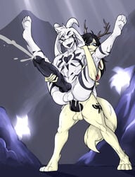 1boy animal_genitalia animal_penis asriel_dreemurr asriel_dreemurr_(god_form) big_penis black_hair bodily_fluids bovid canine_penis caprine charlotart cum cum_inside cum_while_penetrated digitigrade duo genital_fluids genitals great_horned_bunwolf gynomorph gynomorph/male gynomorph_penetrating gynomorph_penetrating_male hair handjob_while_penetrating hi_res huge_cock hyper hyper_genitalia hyper_penis intersex intersex/male intersex_penetrating intersex_penetrating_male knot looking_pleasured male male_only male_penetrated mammal penetration penis plantigrade powerful_sub raised_leg reach_around rose_b_luck tattoo undertale video_games