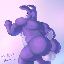 2021 anthro ass backsack balls belly big_ass big_balls big_butt black_nose bonnie_(fnaf) bubble_ass bubble_butt dad_bod dadbod five_nights_at_freddy's fur gay hi_res looking_at_viewer looking_back male_only moobs pink_eyes presenting presenting_ass presenting_balls presenting_butt purple_body purple_fur rabbit rabbit_ears short_tail smile smiling smiling_at_viewer standing standing_position tail thick_ass thick_balls thick_thighs video_games voyagersscrapbook yaoi