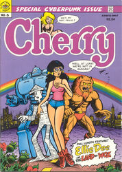 1980s 1989 20th_century 3boys anthro cherry_poptart_(comic) comic comic_cover cover_page ellie_dee female fur furry glasses hair_ribbon larry_welz lion_boy lion_humanoid paperboy parody rainbow red_shoes robot robot_humanoid short_shorts straight_hair twintails