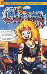 1990s 1993 1girls 20th_century alcohol beer biker biker_clothes biker_girl blonde_hair breasts cherry_poptart cherry_poptart_(comic) comic comic_cover dialogue female larry_welz motorbike motorcycle ripped_shirt smoker smoking solo_female straight_hair tattoo tattoos