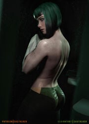 1girls 3d ass blue_eyes butt chin_length_hair dat_ass deviantart_username ela_(rainbow_six) european female green_hair patreon_username polish rainbow_six rainbow_six_siege seductive_look skstalker solo tagme tom_clancy topless yoga_pants