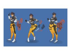 ass_expansion berggie bottom_heavy goggles huge_ass leather_jacket orange-tinted_eyewear overwatch sequence solo thigh_expansion tinted_eyewear tracer visor