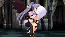 2girls 3d animated demon_girl fate/apocrypha fate/grand_order fate_(series) female_only jack_the_ripper_(fate/apocrypha) kissing nepiart saliva_trail sound succubus video wings yuri