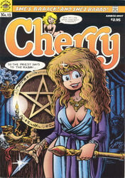 1990s 1992 20th_century amulet blonde_hair breast_showing breasts candle censer cherry_poptart cherry_poptart_(comic) circlet cleavage comic comic_cover crown dialogue dress drinking_horn english_text female hebrew_text incense jewelry knife larry_welz light-skinned_female necklace pentacle pentagram priestess revealing_clothes revealing_clothing revealing_outfit ring scepter solo_female sorceress sorceress_dress staff straight_hair tagme venus_of_willendorf witch