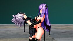 2girls 3d after_kiss demon_girl demon_wings female_only horns nepiart saliva_trail succubus yuri