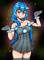 1girls akairiot aqua_hair blue_eyes blue_hair clothed clothed_female clothing cyan_hair fan_character female female_only hair humanized long_hair lylat nintendo nintendo_switch shiny_eyes shrug smile smiley_face space super_smash_bros. tagme thick_thighs thighs