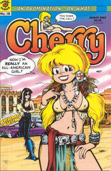 1990s 1995 2girls bikini_top black_hair blonde_hair breasts car cherry_poptart cherry_poptart_(comic) comic comic_cover dialogue ellie_dee feather_in_hair feathers_in_hair female larry_welz loincloth multiple_girls native_american_clothing straight_hair swastika twin_braids ufo western