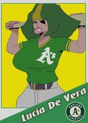 1girls baseball_bat behemaid big_breasts breasts curvy curvy_figure female lucia_de_vera original original_character sportswear tight_clothing top_heavy