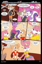 3_toes 4_fingers anthro babs_bunny breasts buster_bunny clothed clothing comic dam_(artist) dialogue english_text feet female fifi_la_fume fingers group hi_res lagomorph leporid male mammal mephitid page_33 plantigrade rabbit skunk speech_bubble straight_hair text tiny_toon_adventures toes toons toony train vehicle warner_brothers