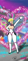 android buffy-sugo bunny_girl exposed_breasts exposed_pussy gynoid hatsunemakku_(artist) heart heart_eyes neon_trim robot_girl rocket_league