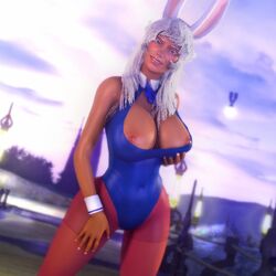 1girls 3d 3d_(artwork) abs almightypatty areola areolae belly big_breasts breasts bunny_ear bunny_ears bunny_girl bunny_tail bust busty clothing curves curvy female hips hourglass_figure huge_breasts legs long_hair medium_breasts midriff nipples no_bra original stomach thighs viera voluptuous white_hair