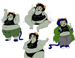 1girls armpit_hair barefoot breasts chubby_female female_leg_hair hairy_legs hairy_pussy homestuck nepeta_leijon obese overweight overweight_female solo sweat weight_gain