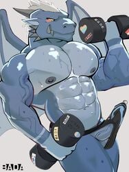 1boy 2020 3:4 abs anthro bada-butterfly balls barely_visible_balls barely_visible_genitalia big_bulge big_muscles blush bodily_fluids bulge clothed clothing dragon dumbbell english_text erection erection_under_clothing exercise genital_fluids genital_outline genitals hi_res horn jockstrap lgbt_pride male male_only muscular muscular_anthro muscular_male navel nipples pecs penis penis_outline precum precum_through_clothing precum_through_underwear pride_colors scalie simple_background solo standing sticker sweat tenting text underwear vein weightlifting weights wet wet_clothing white_background wings workout